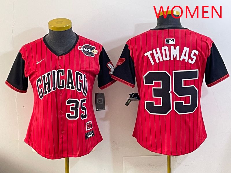 Women 2025 Chicago White Sox #35 Thomas Red Joint Name Nike MLB Jersey style 8